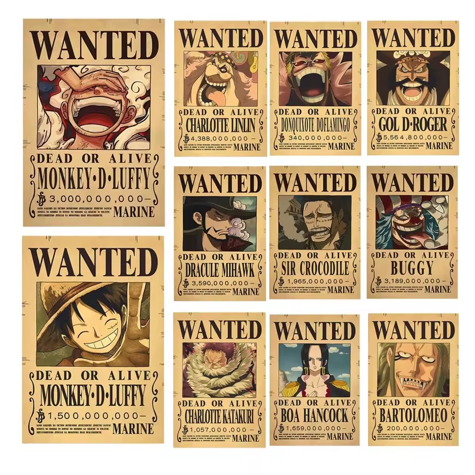 Kids Toys Vintage - Anime One Piece Bounty Wanted Posters