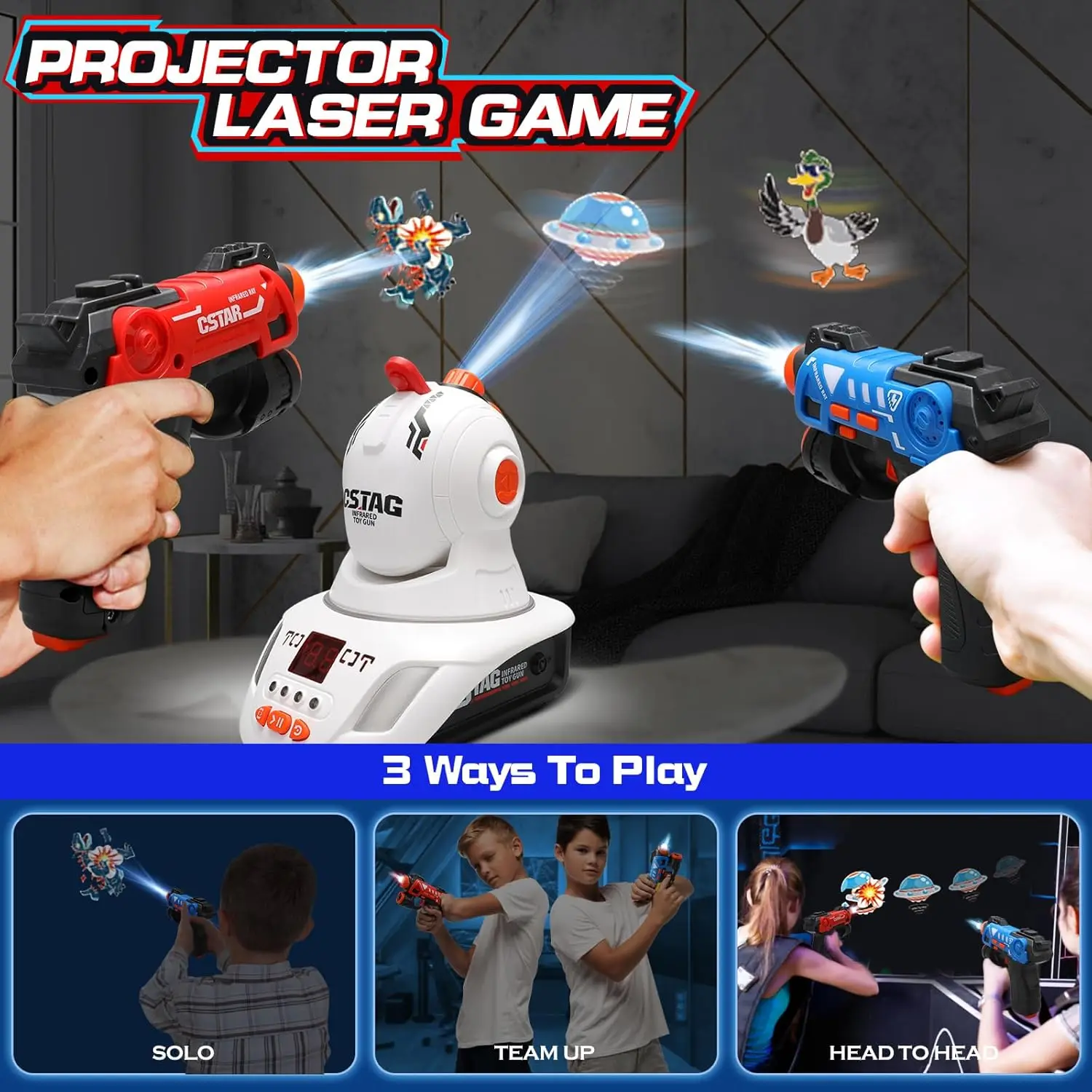 Laser Tag Set Kids - Laser Tag Gun Set with Projector