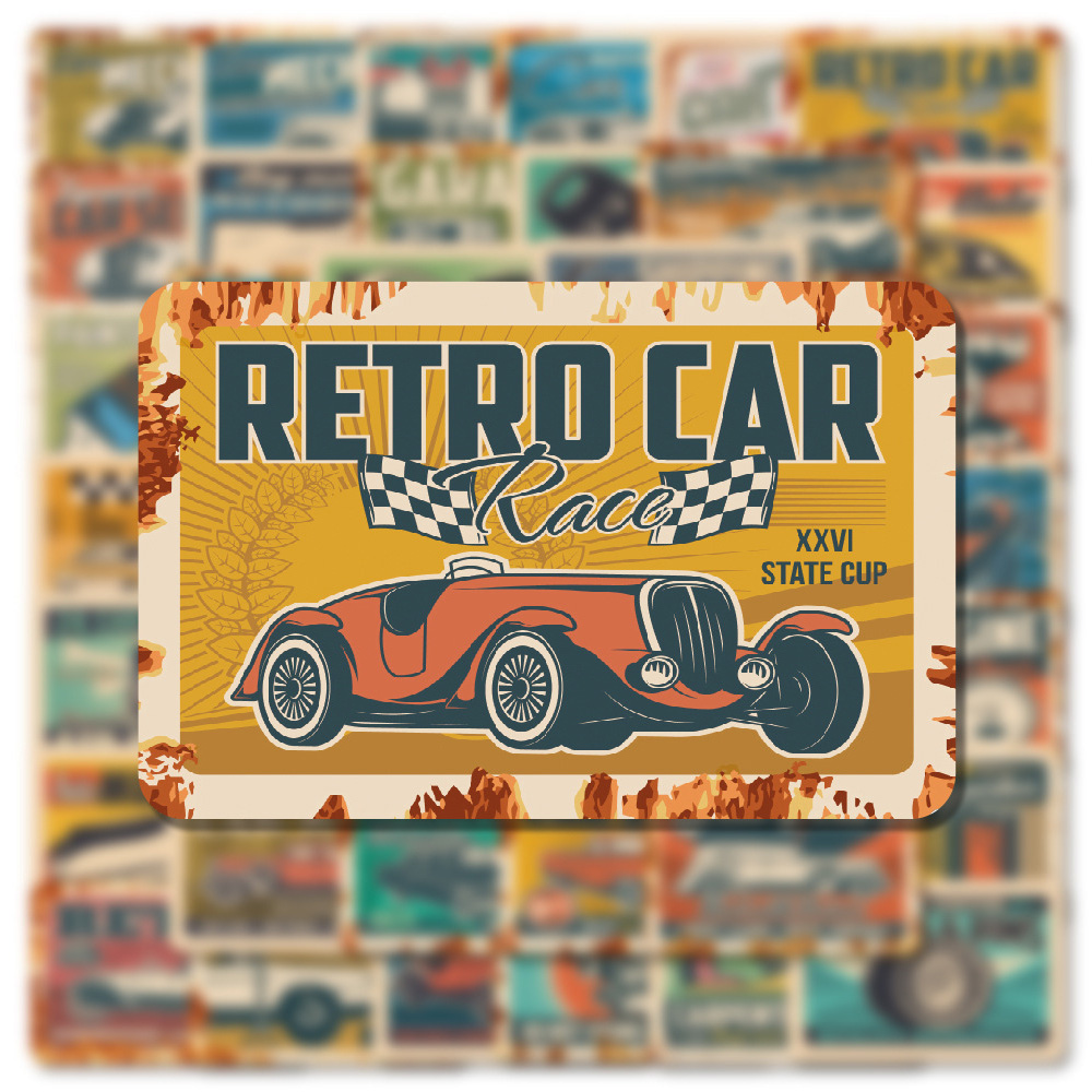 10/30/50pcs Retro Ads Car Stic - Kids Toys Vintage ulasan dan harga